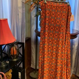 LuLaRoe Maxi Skirt Xl Black Orange Green